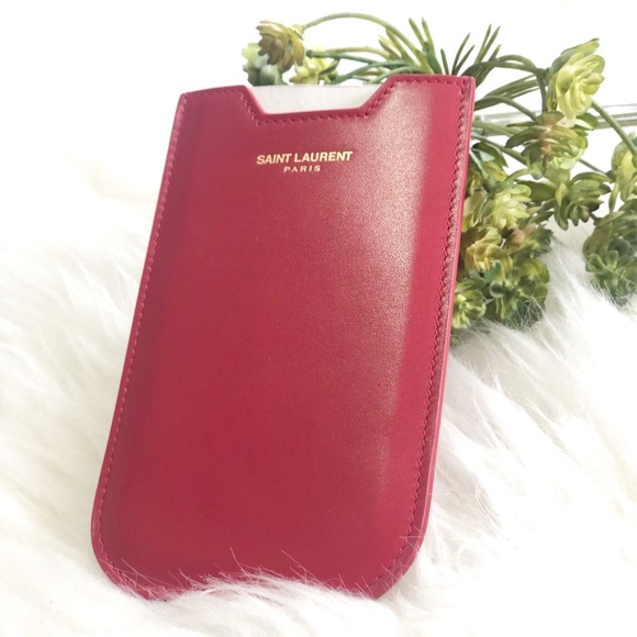 NWOT Saint Laurent Leather Case / Card holder Red - Picture 3 of 9